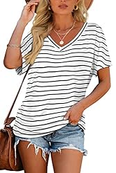 Tshirts for Womens Short Sleeve Vneck Summer Tops