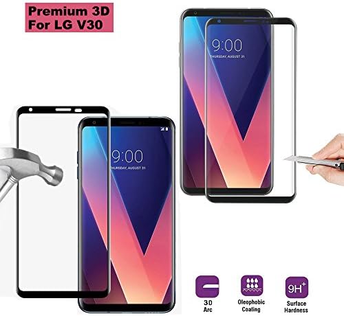 LG V30 Full Screen Coverage Tempered Glass Screen Protector, Ultra-Clear Premium/Anti-Scratch/Shatterproof/Anti-Fingerprint/Bubble Free/LCD HD High Definition For LG V30