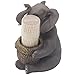 Decorative Lucky Elephant Toothpick Holder Figurine with Faux Wicker Basket of Wooden Toothpicks for African Jungle Safari Decor Statuettes & Sculptures Featuring Zoo Animals As Unique Novelty Gifts