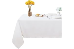 Fitable Rectangle 4 Feet Tablecloth 60x84 inch Tablecloth Stain and Wrinkle Resistant Washable Polyester Table Cloth, Decorative Table Cover for Dining Table, Buffet Parties and Camping White