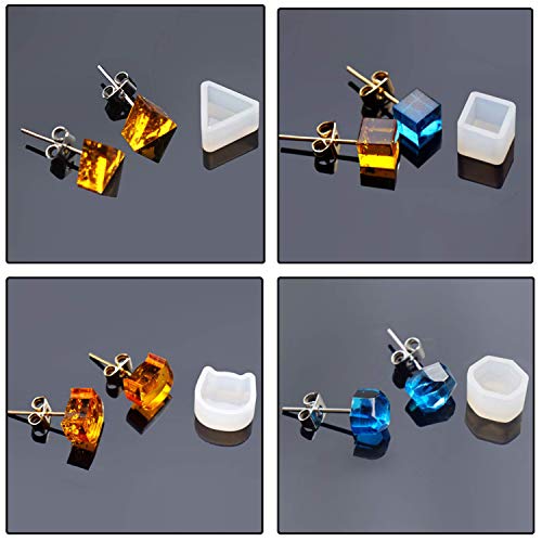 36 PCS Stud Earring Mold Tool Included 9 PCS Silicone Resin Mould, 20 PCS Stud Earring and 8 PCS Ear Hook, Woohome Casting Moulds Clear Tiny Ear for DIY Jewelry Craft Making - Thumbnail 3