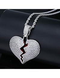 TOPGRILLZ - Collar con dije de corazón con burbujas de imitación de diamante, ideal para hombres y mujeres