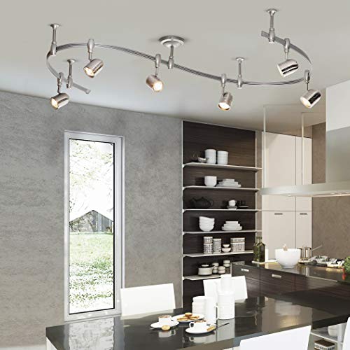 Catalina Lighting 19655-001 Benny 6 Bullet Flex Rail Track Lighting Kit, 96", Nickel (Renewed) - Thumbnail 3