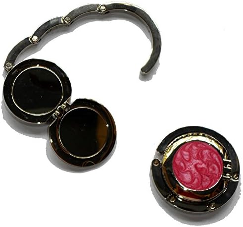 MZZ Fashion Foldable Metal Handbag Hook Purse Hanger with Mini Mirror Wedding Holiday Birthday Gift