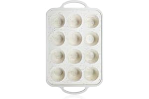 Fimary Silicone Muffin Pan - 12 Cups Muffin Pan, Non-Stick Cupcake Pan Great for Homemade Muffins, Cupcakes, Muffin Cakes, Oven and Dishwasher Safe – Cream with Rainbow Dots 1 Piece