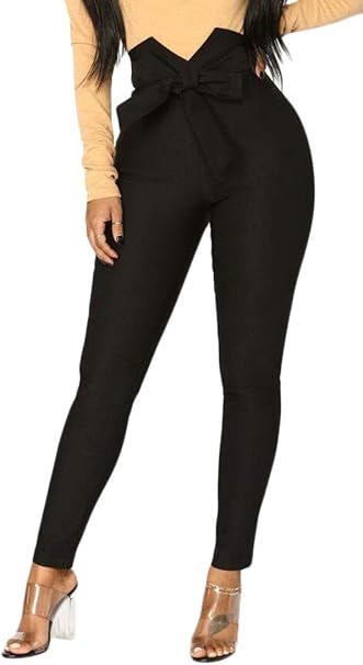 bowknot plain women's pencil pants