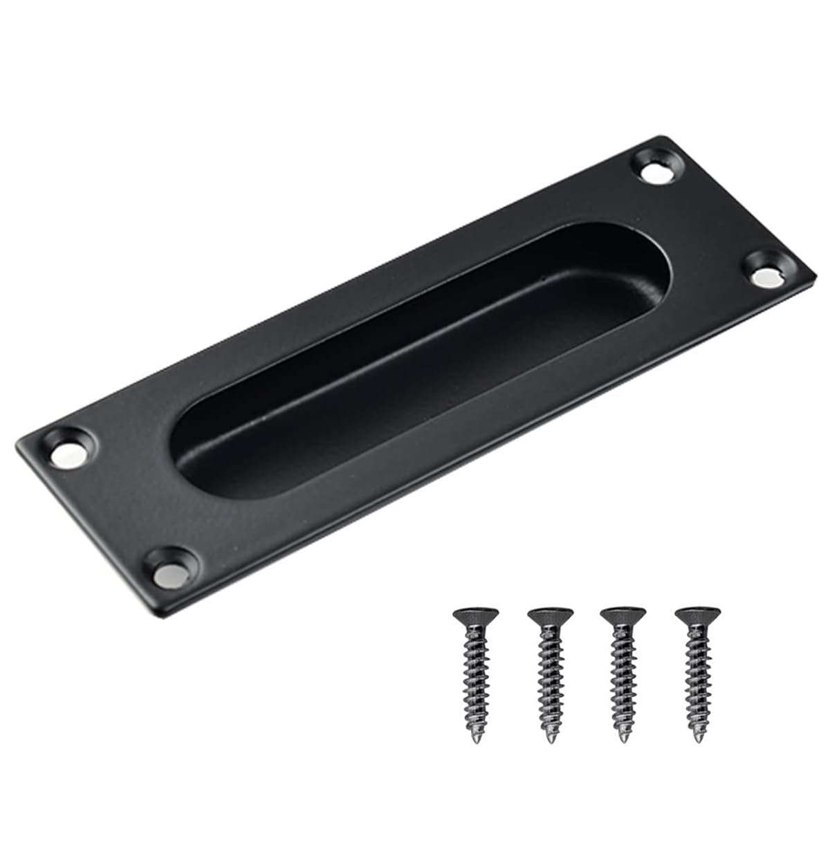 MiJunHD Recessed Flush Door Handles Stainless Steel Cabinet & Furniture Door Pulls Black 120 * 40mm Rectangle Handles/Pulls for Interior & Closet Doors — image 1