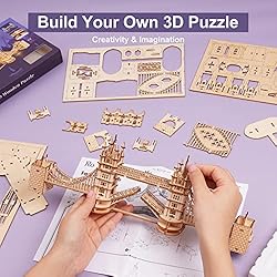 ROBOTIME 3D Puzzle Wooden Craft Kits with LED Light