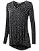 Timeson Women Loose Fit Long Sleeve High Low Bottom Ruched Blouse Tops Medium Black