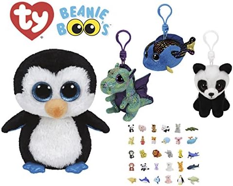 TY Beanie Boos Babies Stuffed Animals Penguin With Clip Keychains &amp; Puzzle Eraser | Plush, Soft, Cuddly, Cute Kids Toys With Sparkling Eyes | For Boys &amp; Girls, Party Favors, Birthdays