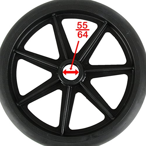 8 inch by 1 inch Black Replacement Wheel for Wheelchairs, Rollators, Walking Frames and More, 8" by 1" Solid Flat Free Black Caster. - Thumbnail 4