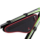 Bike Bag Triangle Bag, EKOOS Bicycle Frame Handlebar Bag Waterproof Cycling Large Storage Pouch Top Tube Pack Bag for Road Mountain Cycling (Black with Red)