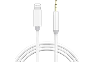 VEETONE Apple MFi Certified Aux Cord for iPhone, 3.3FT Lightning to 3.5mm Audio Jack Adapter, Lightning to Aux Cable Compatible with iPhone 14 13 12 11 XS XR X 8 7 for Car Home Stereo/Speaker/Headphone, White