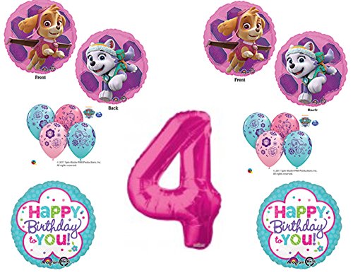 4th Birthday Skye & Everest Paw Patrol Girl Balloons Decoration Supplies PartyFourth