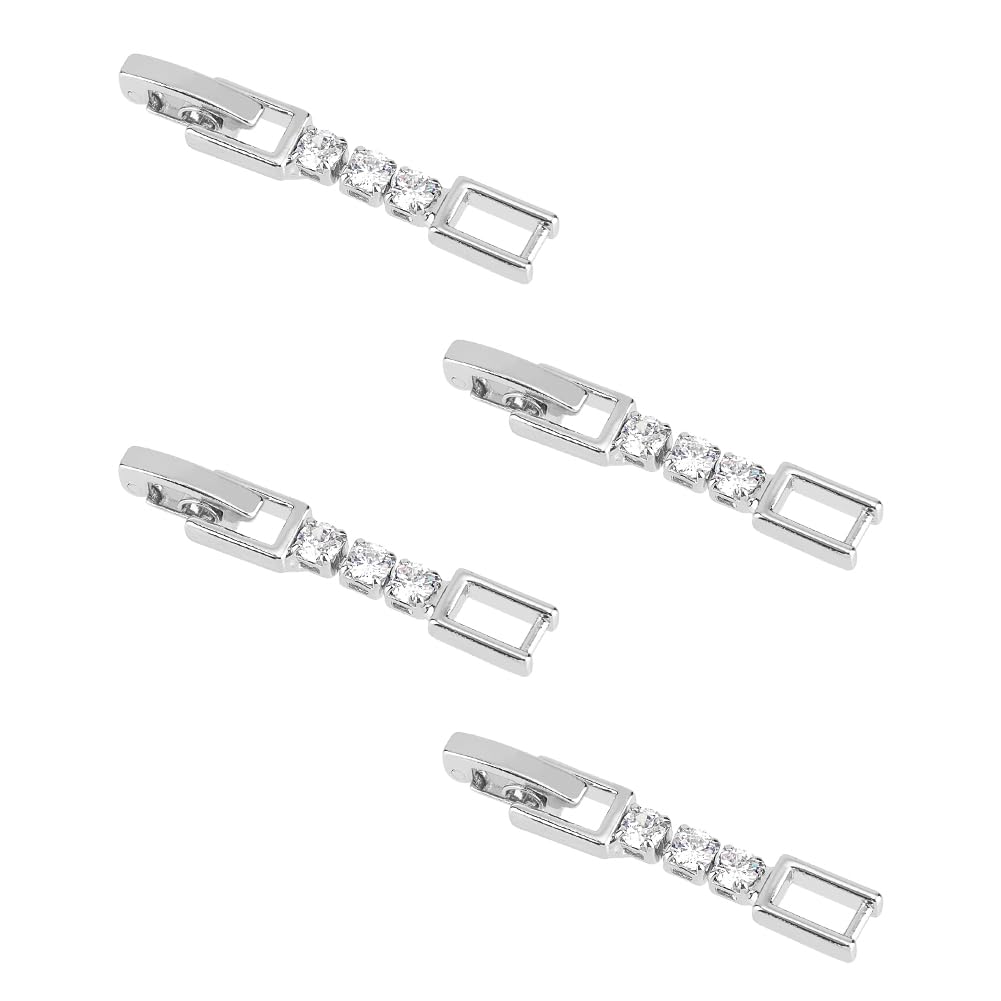 SUPERFINDINGS 4Pcs Silver Bracelet Extender Fold Over Clasp - Plated Jewelry Necklace Rhinestone Extension Crystal Clasps for Bracelet and Necklace Making
