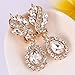 EleQueen Women's Austrian Crystal Art Deco Tear Drop Earrings Gold-tone Clear Clip-on