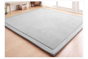 Loartee Nursery Rug Coral Velvet Crawling Rugs Mat Area Rugs Play Crawling Mat(6'8"x 6'8", Gray) for Toddler Children Play Mat Yoga Mat Exercise Pads Carpet