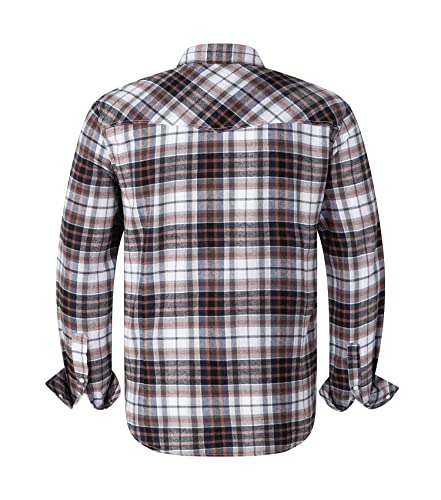 MEN’S WESTERN SNAP CASUAL SHIRT TWO POCKET LONG SLEEVE FLANNEL SHIRT (WHTBRW. 2X)