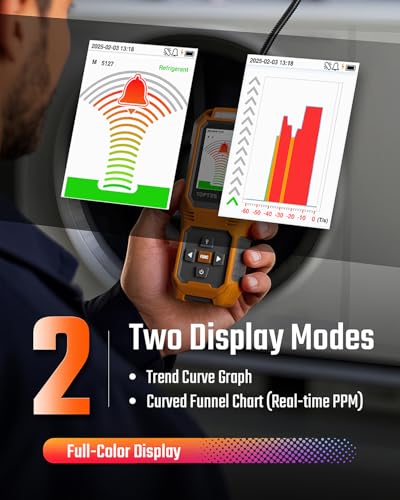 TopTes RT-389 Rechargeable Refrigerant Leak Detector, HVAC Freon Leak Detector with 3 Sensitivity Modes & 3 Alarm Types for CFCs, HCFCs, HFCs, HFOs, HCs for Car Home Industrial - Orange