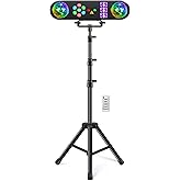 Telbum DJ Lights with Stand, 5 in 1 Party Bar Light Set with Rotating Ball, Strobe, UV, Colorful LED Par Light and Pattern Li