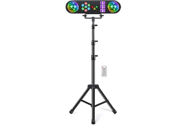 Telbum DJ Lights with Stand, 5 in 1 Party Bar Light Set with Rotating Ball, Strobe, UV, Colorful LED Par Light and Pattern Li