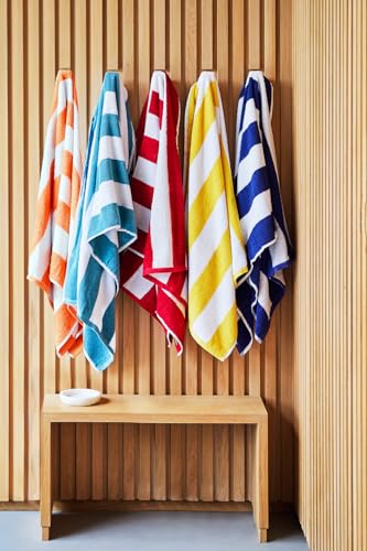 Sweet Needle Beach Towel for Adults - Pack of 2 - Orange Cabana Striped Classic - Pool Towel, Super Absorbent Large Swimming Towel, 450 GSM, 76 x 152 cm