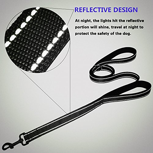 Heavy Duty Dog Leash Reflective,2 Padded Handles,Dog Training Walking Leashes - 5ft Long For Medium to Large Dogs
