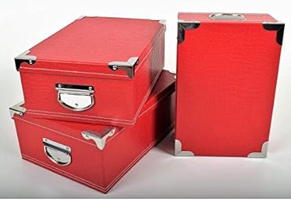 Box – Juego de cajas de cartón para almacenaje (– rojo ...