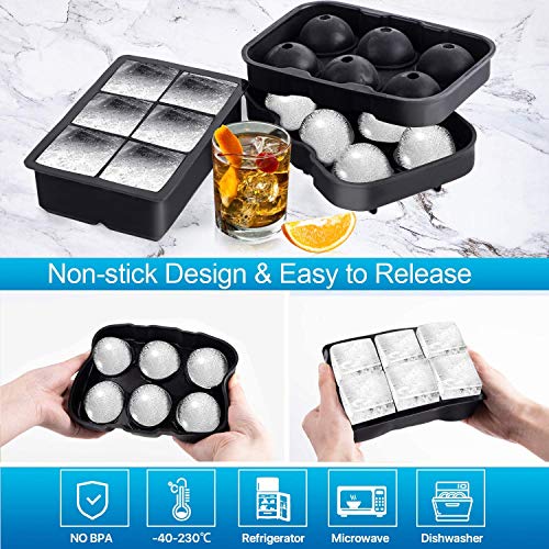 LessMo 2 Stk. Eiswürfelform Groß, Eiswürfelform Silikon 6-Fach Groß Eiswürfel, 2-Set Ice Cube Tray, Eiswürfelform mit… – Bild 4