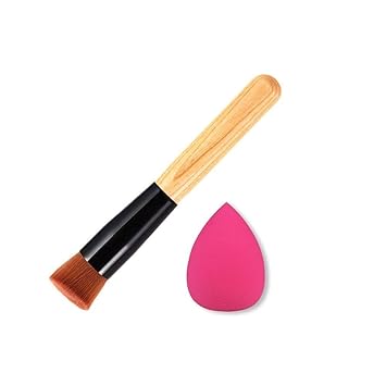 MISS & MAM Liquid Foundation Blend Blush Brush and Powder Sponge Puff Makeup Set