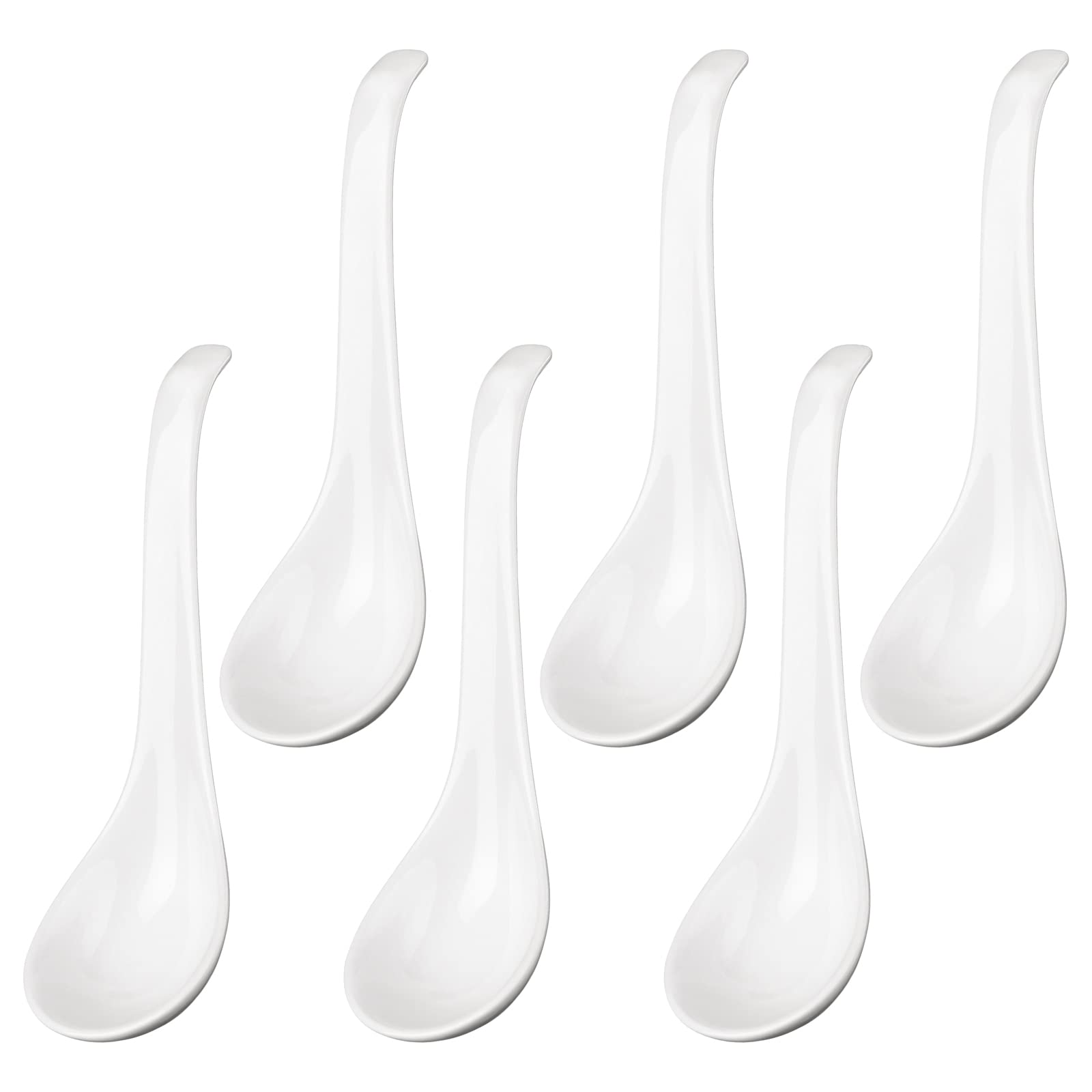 Ceramic Soup Spoons White 6.1" Spoons Porcelain for Soup Ramen Dumpling Pho Noodle (Mss6)