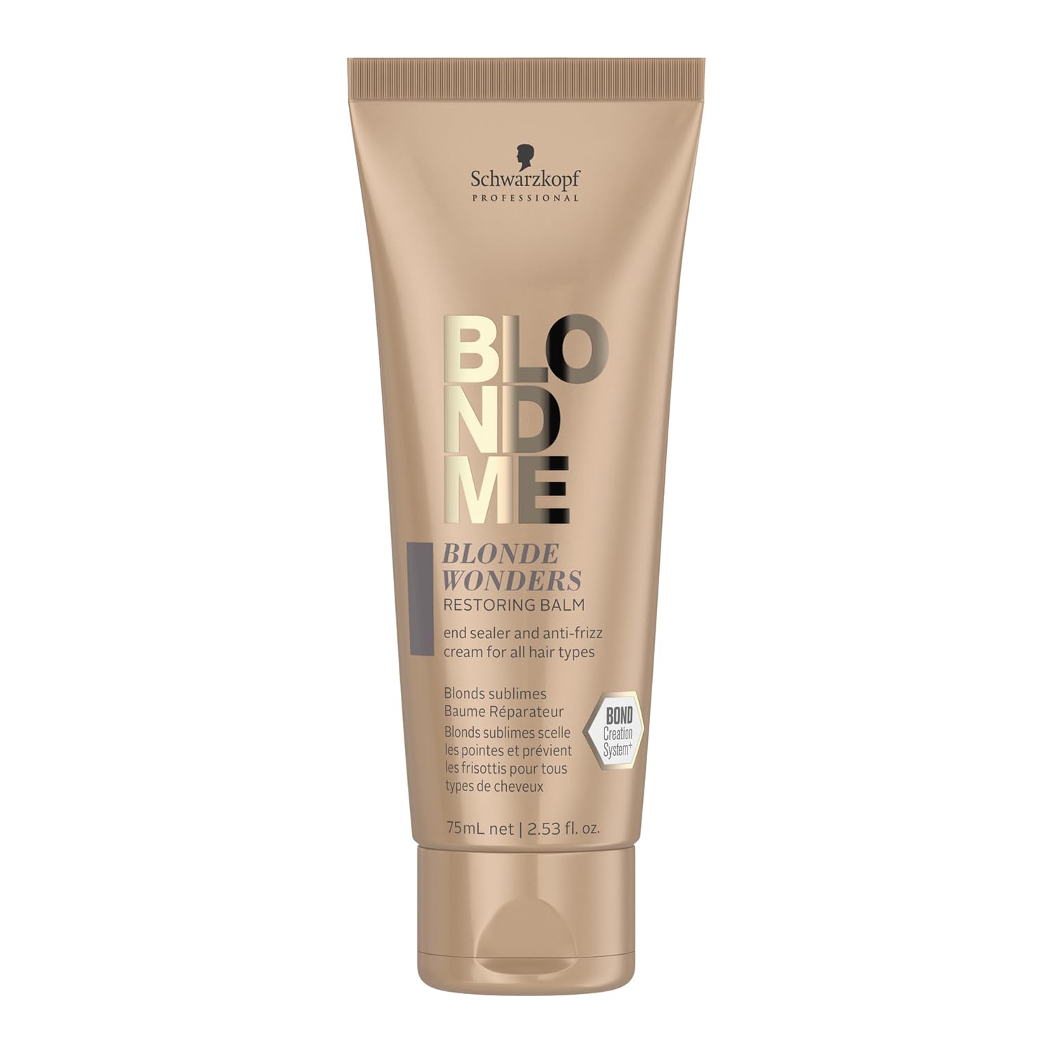 Schwarzkopf Professional BLONDME Blonde Wonders Restoring Balm For Colored Lighthened Bleached Hair 3D Bond Creation Technology Reducing Frizz Thermo Protect UV Protection Prevents Hair Breakage 75 ml