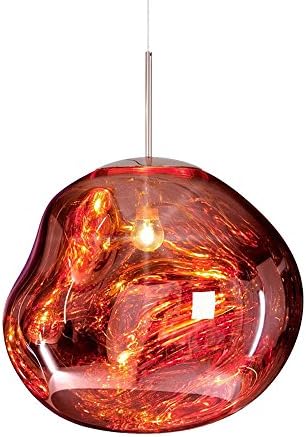 CGJDZMD Simplicity Transparent Colorful Glass Pendant Light Lava Chandelier E27 1-Light Restaurant LED Pendant Hanging Lamp Room Coffee Commercial Ceiling Lighting (Color : Red, Size : S)