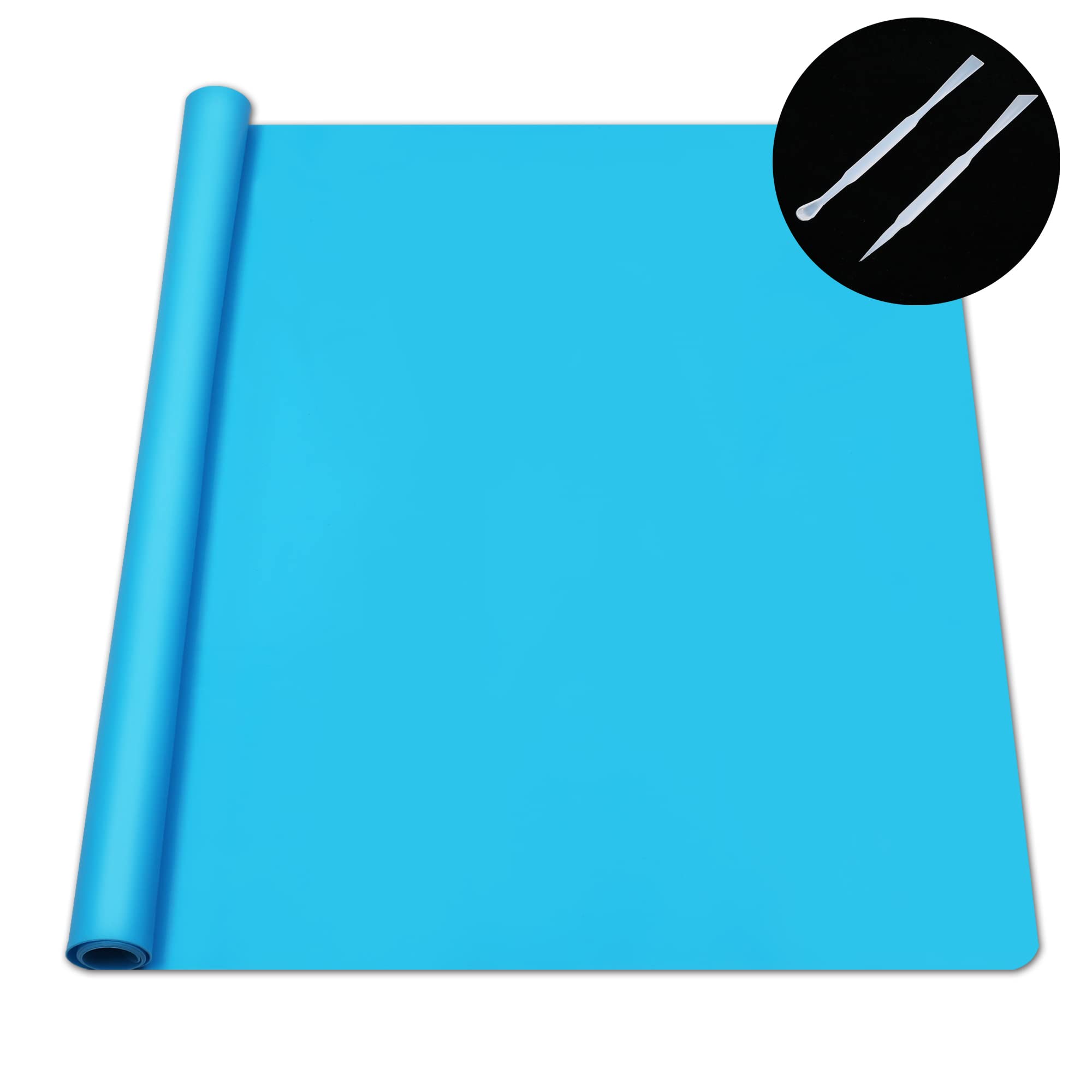 SOSMAR Extra-Large Silicone Worktop Mat 65x45cm, Non-Slip Silicone Sheet for Resin Art, Craft Painting, Baking | Heatproof Mat | Blue