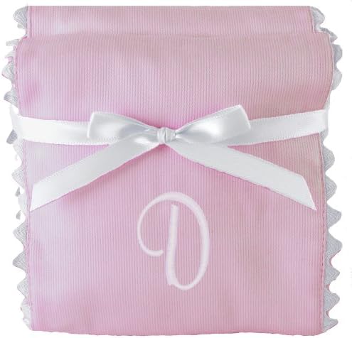 Princess Linens Garden Pique Burp Pad Set - Light Pink with White Rick Rack Trim-D