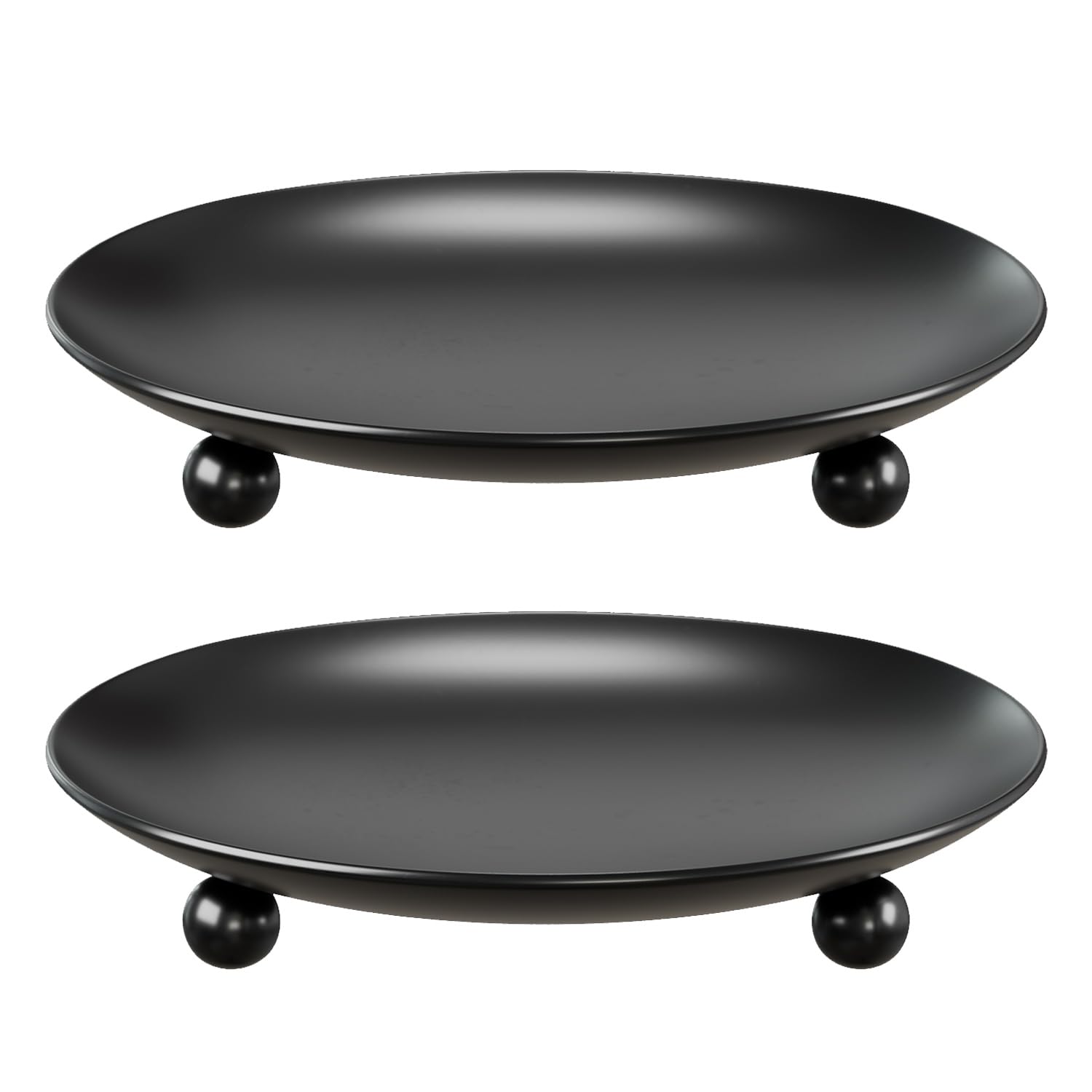 Photo 1 of Apsvwys Black Candle Holders for Pillar Candles, Set of 2 Premium Metal Candle Plates Candle Stand for LED or Wax Candles, Decorative Pillar Candle Holder Dish for Table Centerpiece