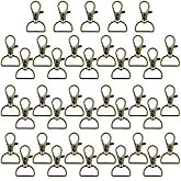 Hotop 35 Pieces Swivel Clasps Lanyard Snap Hooks Keychain Clip Hook Metal Lobster Claw Clasp with D Rings for Keychain Purse Hardware Sewing Craft Project(25 mm,Bronze)