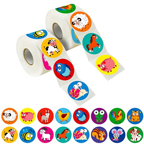 600 PCS Big-Eye Animal Stickers Party Decoration Teacher Reward Encouragement Motivational Decals 16 Designs Value Pack (Each Measures 1.5