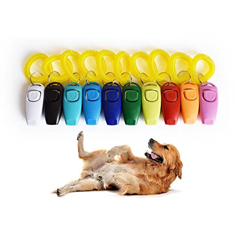 Sunward Dog Training Clicker, Black Pet Training Clicker With Wrist Strap (F)