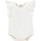 YOUNGER TREE Infant Toddler Baby Girls Romper Lace Flutter Sleeve Bodysuit Cotton Summer Outfits