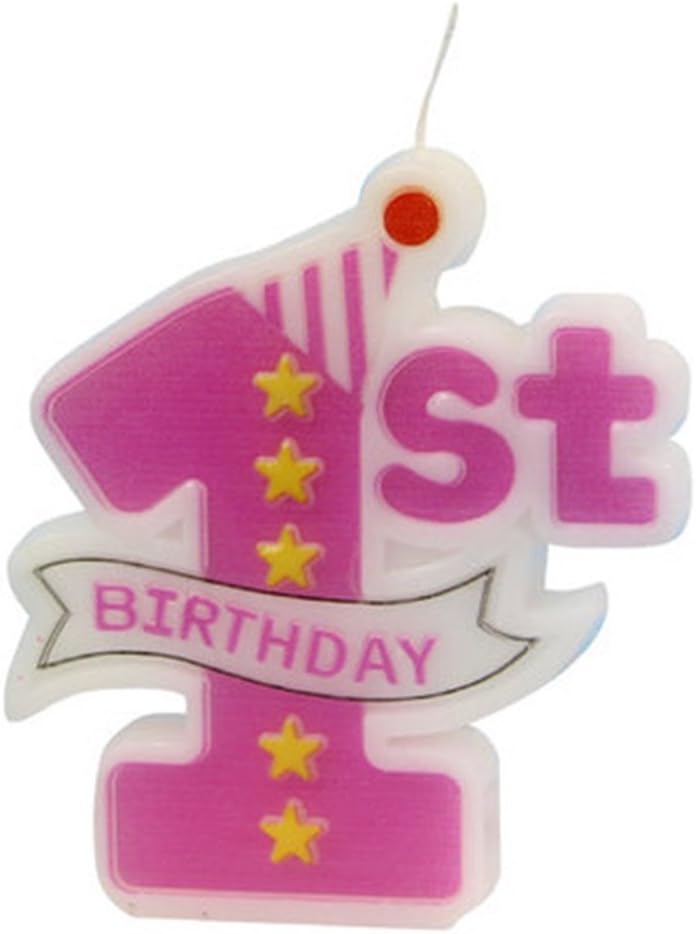 IzHotta 1st Birthday Candle Topper Decotation Number One Happy Cake Pink Girl Party Supplies