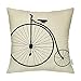 HIPPIH 4 Packs Cotton Linen Sofa Home Decor Design Throw Pillow Case Cushion Covers 18 X 18 Inch,4 x Bike