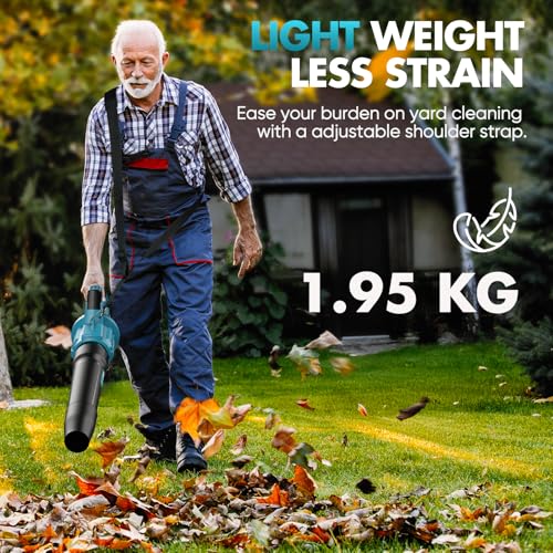 Leaf Blower Cordless, 8000mAh Battery with Fast Charger, Lightweight Electric Garden Blowers with Turbo Boost, 257 km/h & 3 Speed Levels for Lawn Care,Yard,Garage,Leaves,Snow,Dust,and Debris Removal