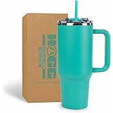Hogg Big Swig 40 oz Tumbler with Handle and Straw - Tarragona Teal, 40oz Insulated Stainless Steel, Water Tumbler with Straw, Water Cup with Handle, Versatile Leak Proof Lid