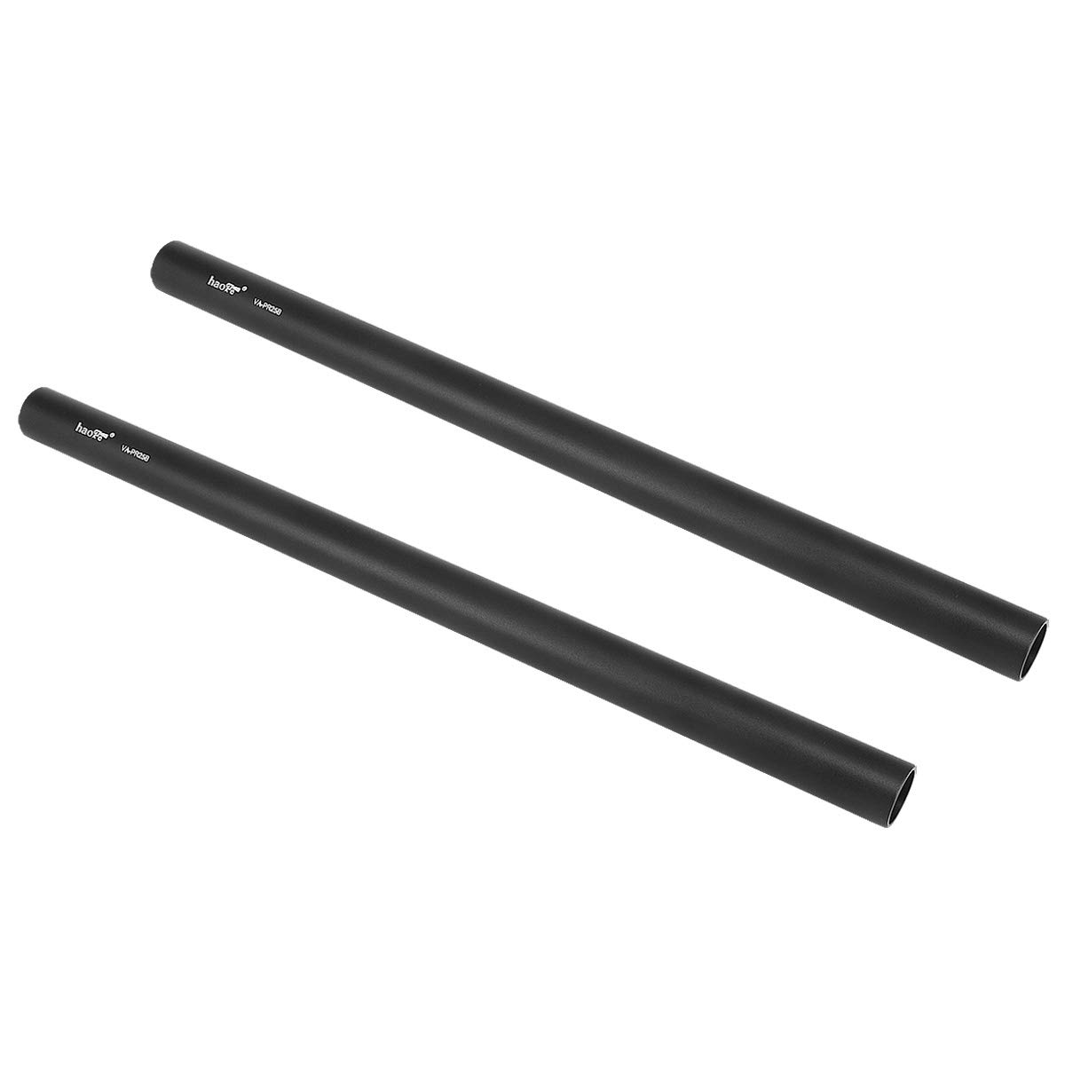 Haoge VA-PR25B 25cm / 9.8 Inch Long Aluminum Alloy Rod 15mm Rods with M12 Thread for Camera Rail Support System Rig Shoulder Pads Monitor Mount Rod Clamp Base Mattebox Follow Focus Black (Pack of 2)