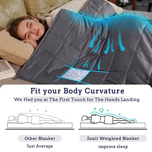 ZonLi Adult Weighted Blanket 15lbs (48''x72'', Twin Size, Dark Grey