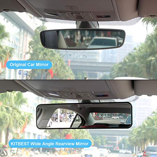 Kitbest Rear View Mirror, Convex Rearview Mirror Interior Clip on Wide Angle Rear View Mirror to Reduce Blind Spot Effectively