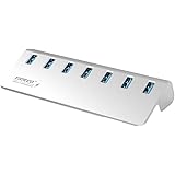 FIDECO USB3.0 Super Speed 7 Port Aluminum Hub with 5V/4A Power Adapter for Mac Pro, iMac, MacBook Air, MacBook Pro, Mac mini(Silver)