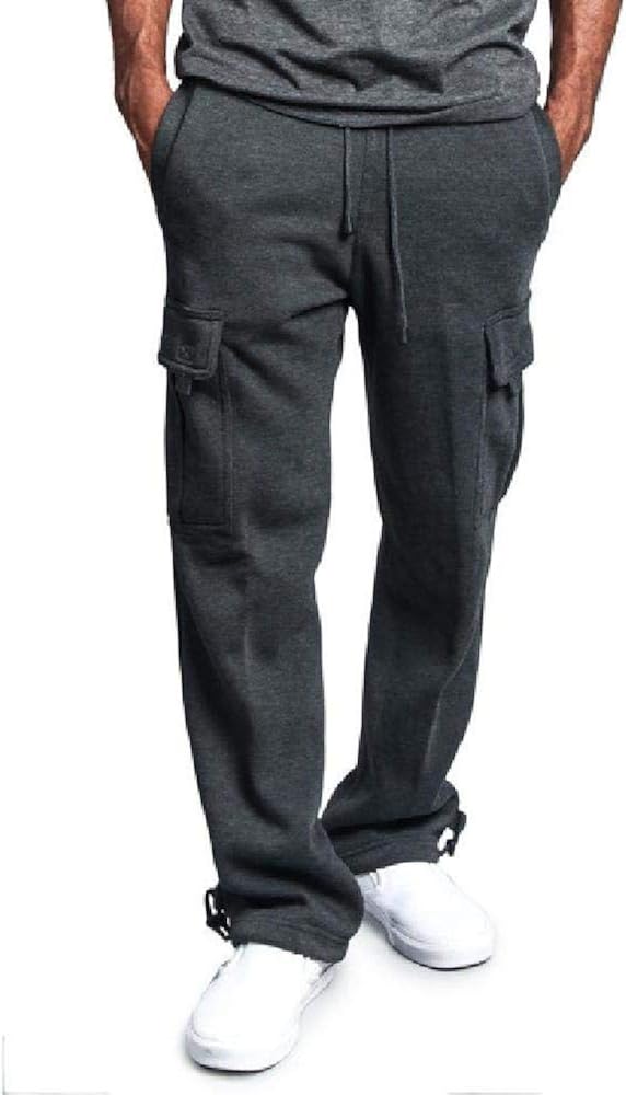Men Sweatpants Solid Cargo Pants with Pockets Plus Size Men's Warm