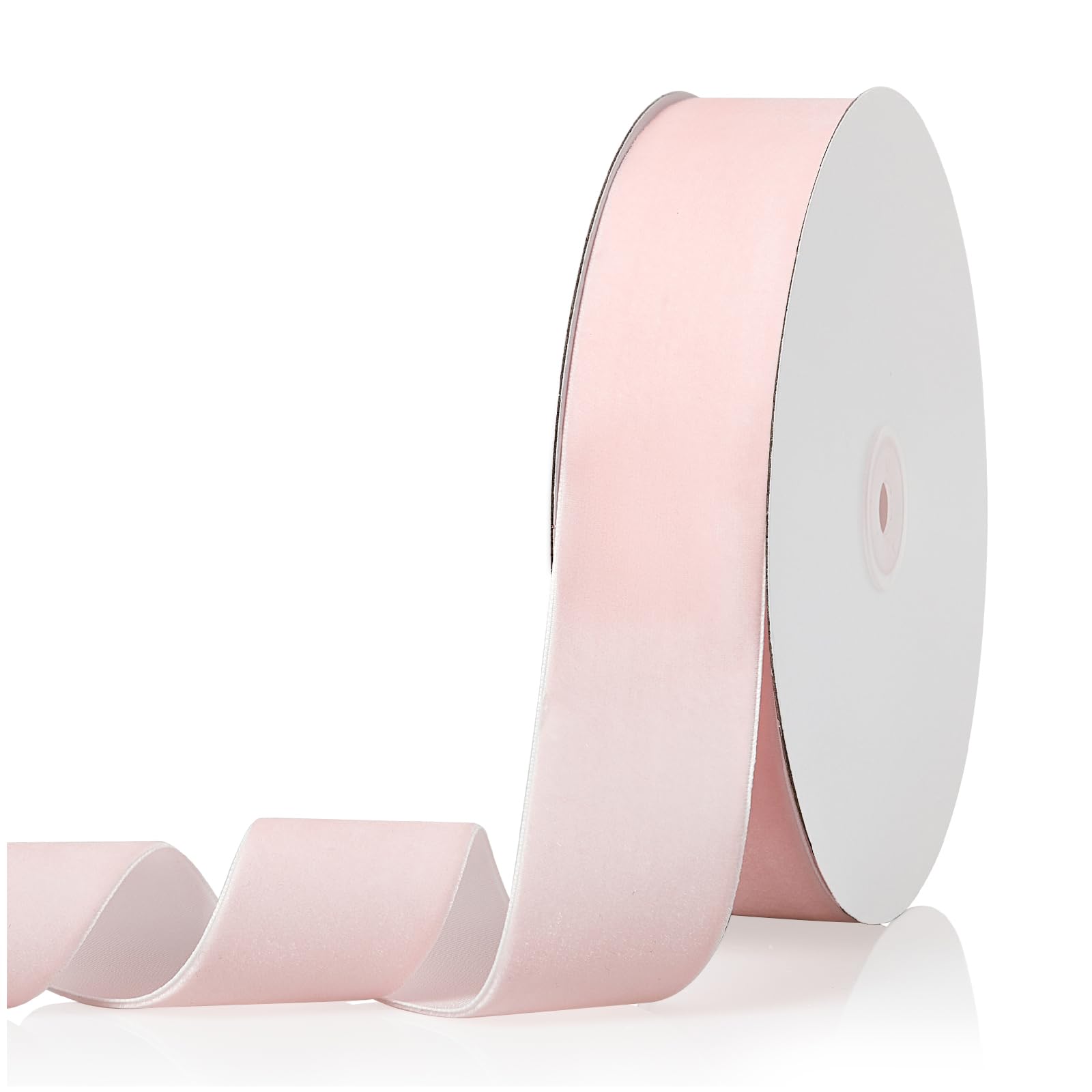 Photo 1 of 1.5" X 20 Yards Baby Pink Velvet Ribbon for Christmas Tree Wreath Vintage Decoration Handmade Crafts Ornaments Gift Wrapping and Bow Making